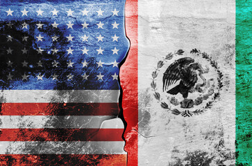 flag of the United States of America and the flag of Mexico on the wall
