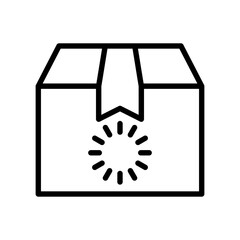 Processing Package Line Icon, Delivery Box with Loading Spinner Symbol, Order In Progress and Status Sync Vector Illustration