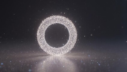 Illuminated ring made of glowing particles floating in space