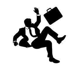Career Downfall Concept Businessman Falling with Briefcase.