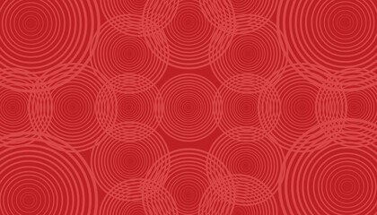 Abstract red background with overlapping concentric circle line patterns forming a modern decorative texture