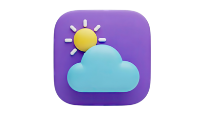 3D Weather Icon: Partly Cloudy