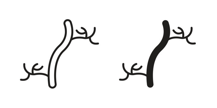 Human artery icons set designed in filled, outline, line and stroke style