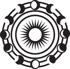 Boho-style sun and moon illustration featuring celestial elements, clean line art, and a minimalist aesthetic.