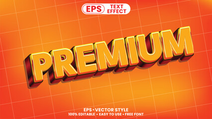 Premium editable text effect. Gold 3d typography vector template on orange grid background for luxury branding, quality products, and awards.