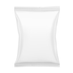 Blank realistic pillow bag mockup. Front view. Vector illustration isolated on white background. Perfect to create your final pack shot. EPS10.
