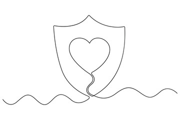 Healthcare protection line icon with heart and shield
