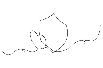 Healthcare protection line icon with heart and shield
