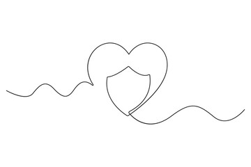 Healthcare protection line icon with heart and shield
