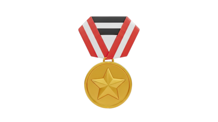 Gold Medal with Star and Striped Ribbon