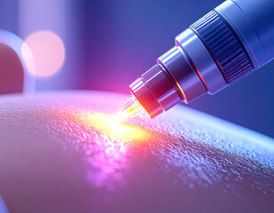 Laser treatment on human skin, representing advanced skincare technology and beauty enhancement