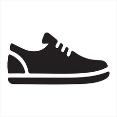 Black Silhouette of a Sneaker with Wavy Laces and Thick Sole shoe