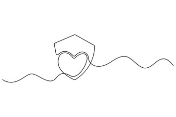 Healthcare protection line icon with heart and shield
