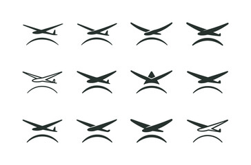 Obraz premium Elegant Gliding Emblems. gliding. Icon set. Set Logo of gliding: silent sky arc. harmonious logo variations of the same emblematic concept, each with different