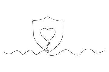 Healthcare protection line icon with heart and shield
