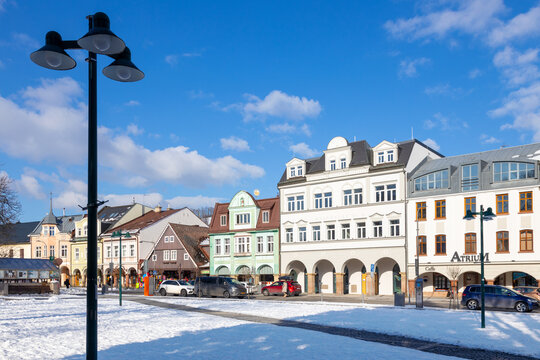 TGM square, Vrchlabi town, Giant mountains, Czech republic