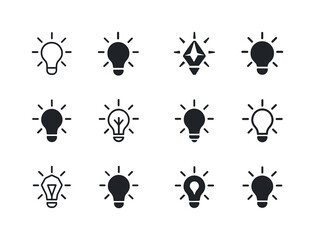 Obraz premium Innovation Logo Set. Innovation. Icon set. Set Logo of innovation: lightbulb spark. harmonious logo variations of the same emblematic concept, each with