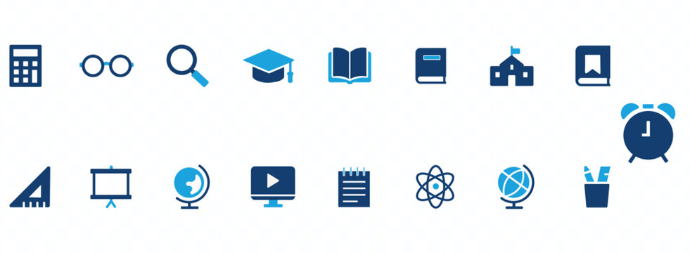 education learning tools graduation cap book pencil lightbulb ruler icon silhouette vector illustration white 