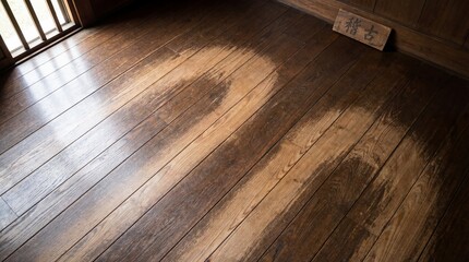 A floor showing subtle wear paths formed through repeated movement, symbolizing learning, practice, and progress without human presence.