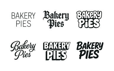 Fototapeta premium Artistic Bakery Lettering. Bakery pies. Set lettering. harmonious lettering variations of the same emblematic concept, each with different artistic