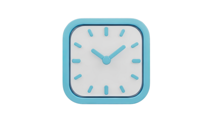 Minimalist blue square clock with white face