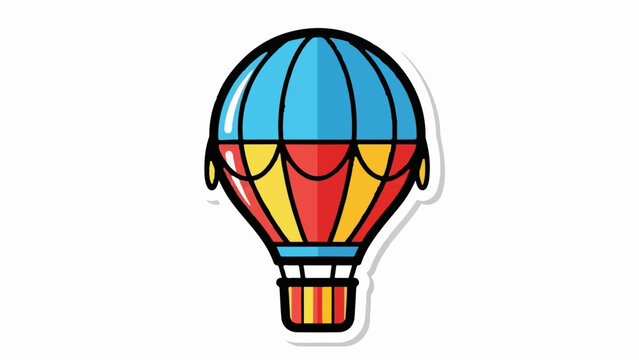 Colorful cartoon hot air balloon with basket, ready for flight adventure