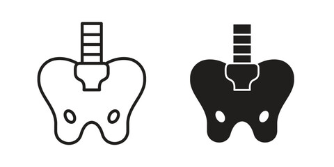Pelvis icons set designed in filled, outline, line and stroke style