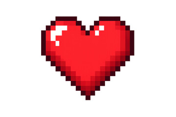 Pixel art broken red heart losing health or love in a retro video game style on transparent background
