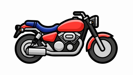 Obraz premium Red and blue classic motorcycle with chrome engine details and black tires
