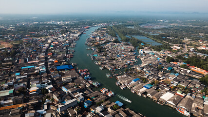 Fototapeta premium Aerial view of the Chumphon city, Thailand