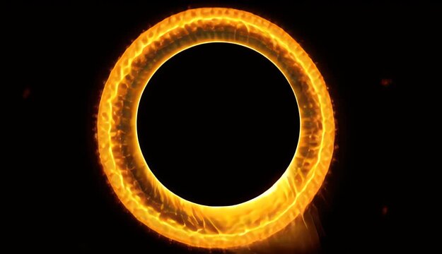 Total Solar Eclipse Ring of Fire With Solar Corona Glow and Dark Sky Background