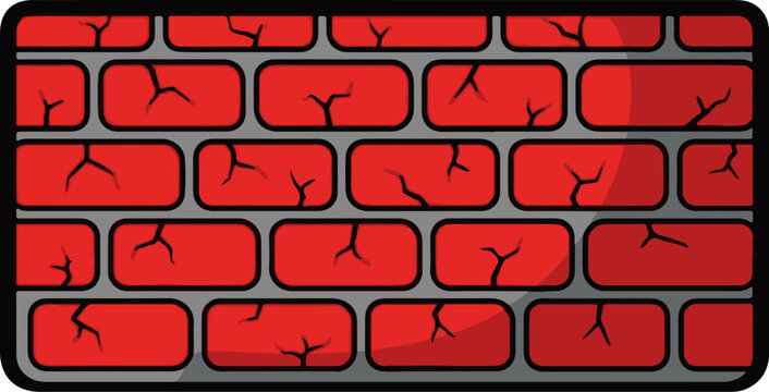 Red brick wall with subtle cracks and shadows, stylized