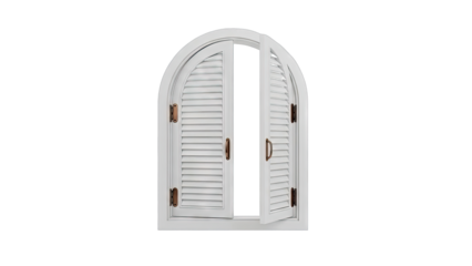 Arched Window with White Louvered Shutters