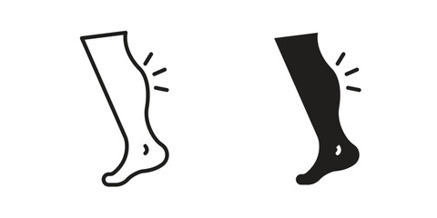Shin pain icons set designed in filled, outline, line and stroke style © iconic