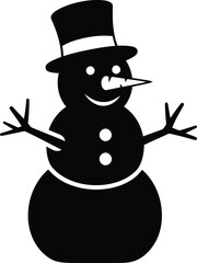Charming Snowman Icon With Hat And Carrot Nose Winter Design