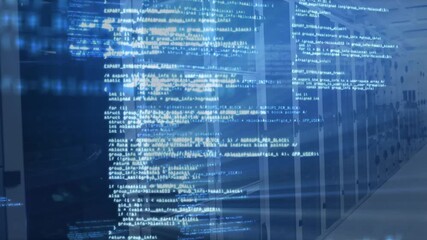 Data processing and binary coding on a blue background - Powered by Adobe