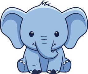 Naklejka premium Cute, cartoon baby elephant sitting