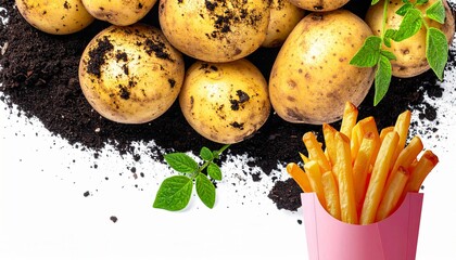 土付きじゃがいもとフライドポテト　generative ai