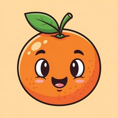 Obraz premium Cartoon orange fruit with smiling face.