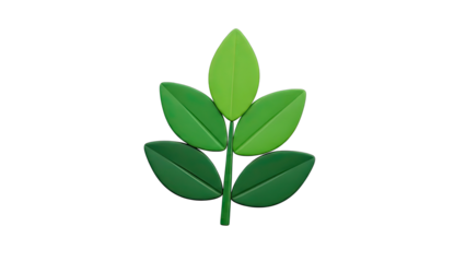 Stylized Green Leaves on Stem