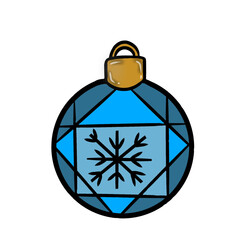Obraz premium A blue Christmas ornament with a snowflake design in the center. 