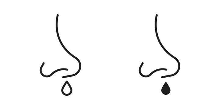 Stuffy nose icons set designed in filled, outline, line and stroke style