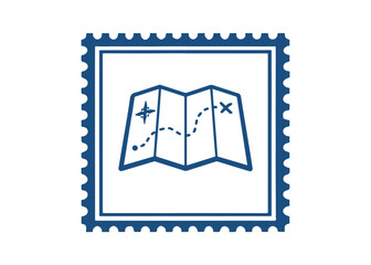 Obraz premium map postage stamp vector icon on a white background Vector postage stamp on a white background