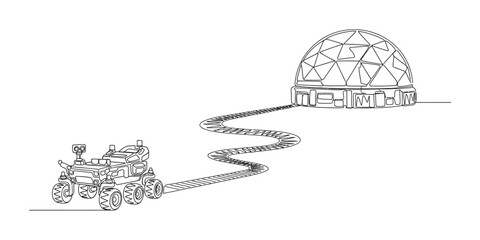 Mars Exploration Rover And Habitat Dome, Space Colonization Concept