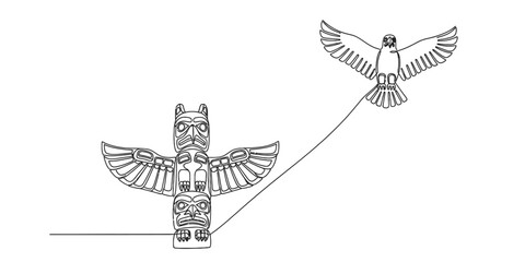 Totem Bird Design Element Tribal Art Graphic Vector Illustration