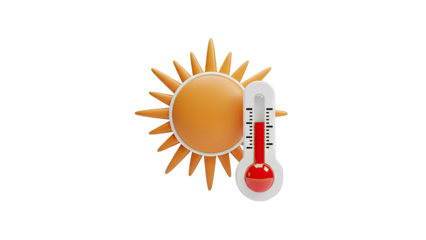 Sun and Thermometer Indicating High Temperature