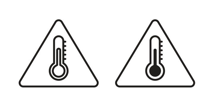 Temperature warning signs set designed in filled, outline, line and stroke style