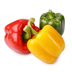 Red, Yellow and Green bell pepper isolated on a white background