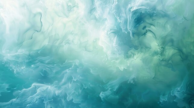 An abstract design featuring a soft blurry gradient of pastel blues and greens giving off a peaceful and serene vibe