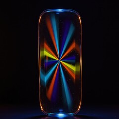 Dynamic optical effects captured through a thick glass object, bending background colors and lines into an artistic, abstract pattern ,light ,modern ,background